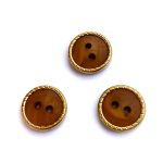Brun knapp med gullkant, 13mm