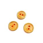 Ferskenfarget knapp med gullkant, 13mm