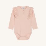 Rosa Langermet Body med rysjer "Belisia"