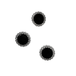 Strassknapp med sort fløyel, 18 mm