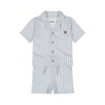 Shorts og t-skjorte m/krage, blåstripete