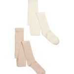 2-pk strømpebukse i bambus, Hvit/Rosa