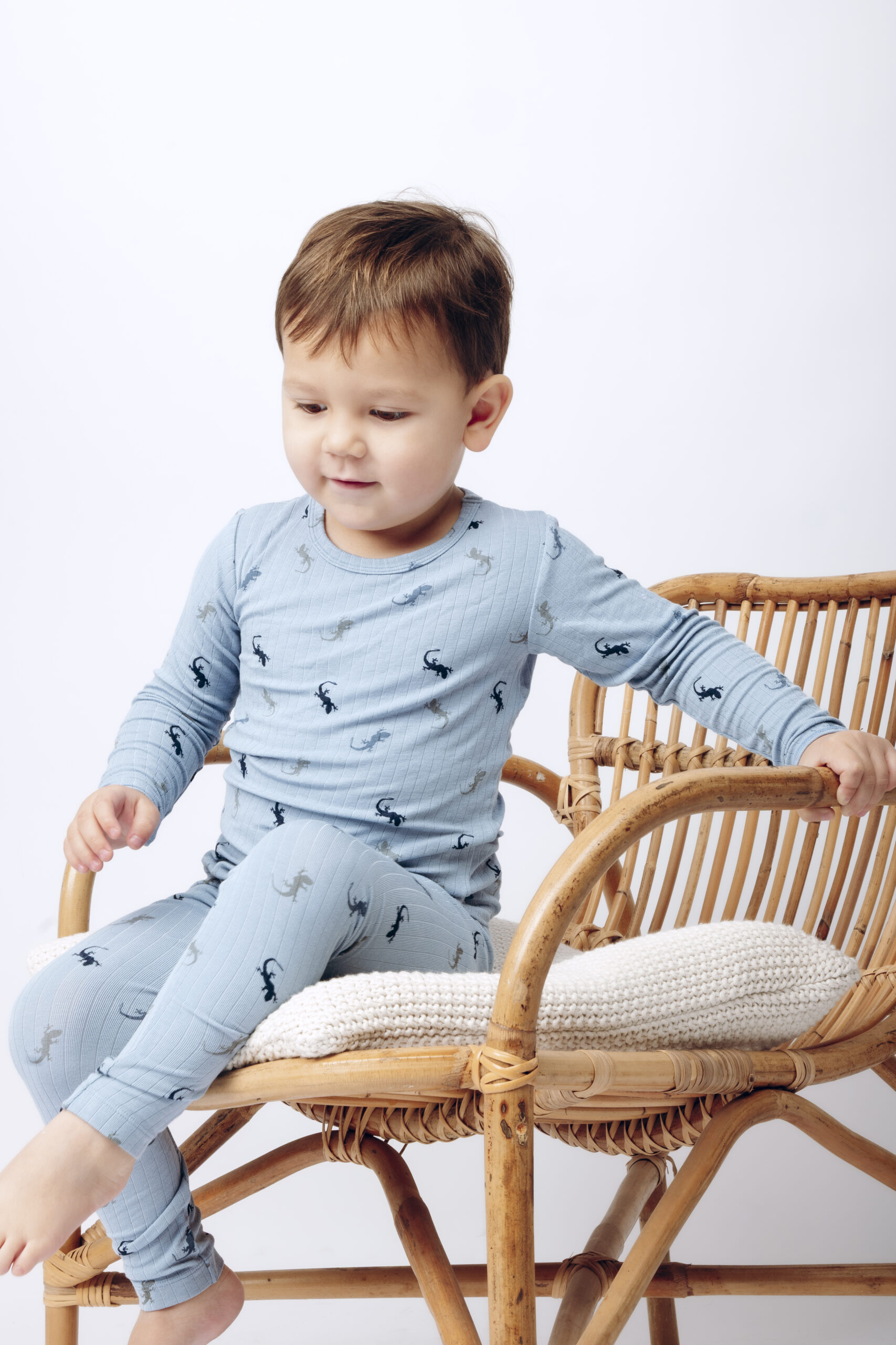 HCAustin - 44456 - 3157 - HCLudo - 44457 - 3157 - 2 Langarmet trøye i bambus, blå med firfisler - Bilde 1