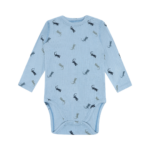 Langarmet body i bambus, blå med firfisler