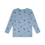 Langarmet trøye i bambus, blå med firfisler
