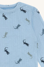 Langarmet body i bambus, blå med firfisler - Bilde 3