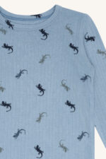 Langarmet trøye i bambus, blå med firfisler - Bilde 3