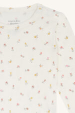Langermet body i bambus m/blomster, Naturhvit - Bilde 2