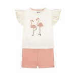 Sett med t-skjorte og shorts, rosa flamingo - Bilde 2