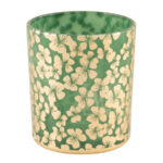 Lysglass m/gullfargede blomster, grønn