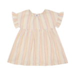 Stripete sommerkjole i Lin og Bomull, Lysegul m/striper