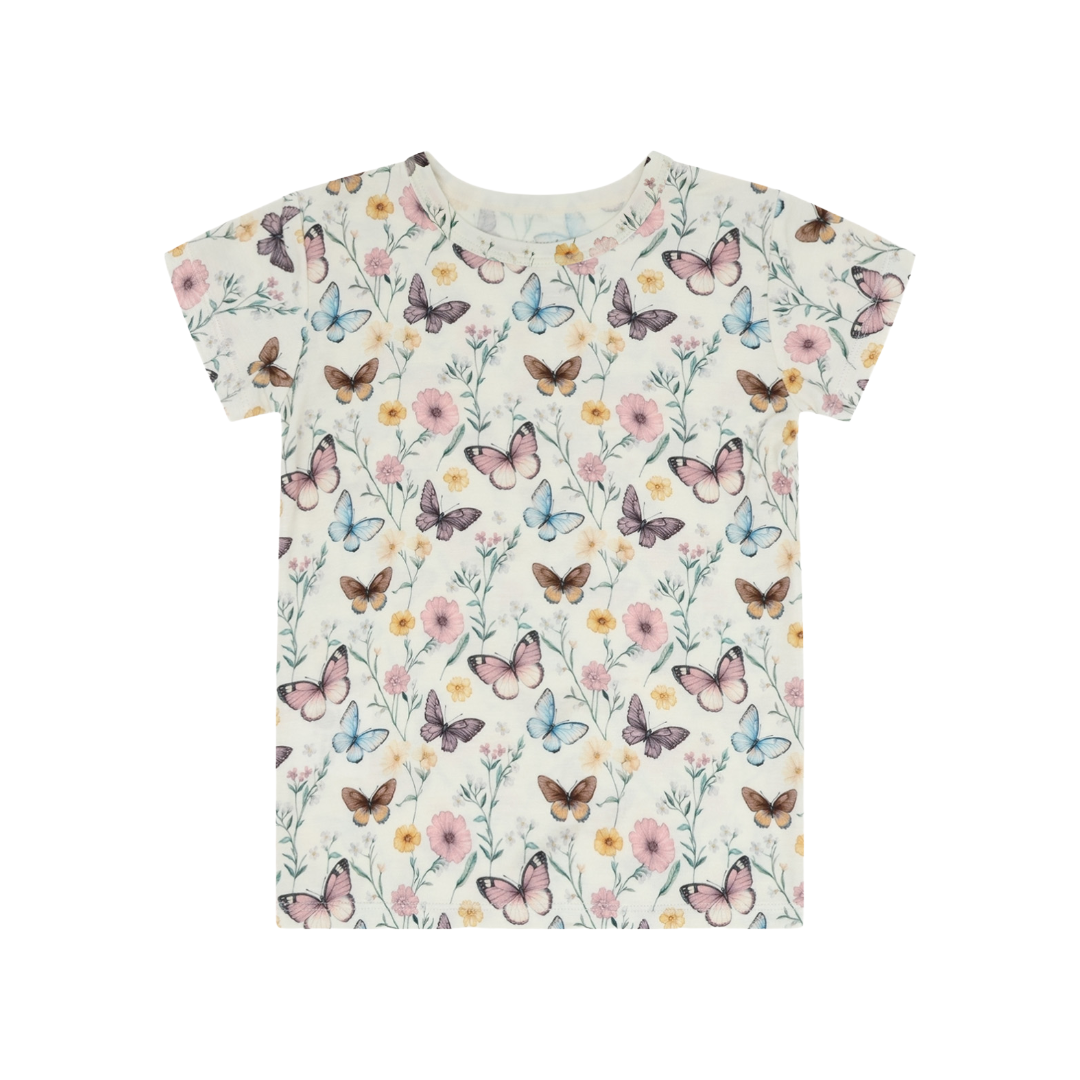 Hust & claire T-skjorte i bambus m/sommerfugler, Naturhvit - Bilde 1