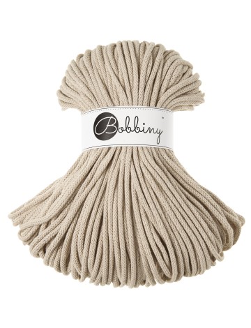 beige-5mm-100m bobbiny 5 mm premium 100m Bobbiny Braided Cord Premium 5 mm – 100 m - Bilde 1