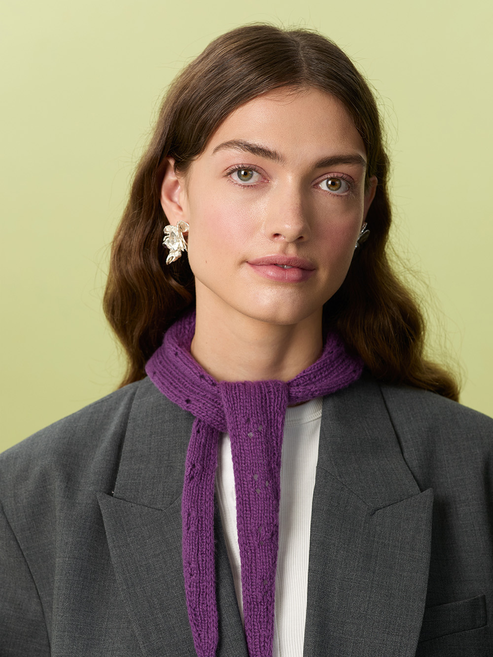2607-1_01 miu pointelle scarf oppskrift strikkepakke Miu Pointelle Scarf, Strikkefasthet - Bilde 1