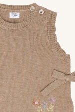 Vest med broderi og sløyfer, Beige - Bilde 3