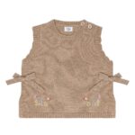 Vest med broderi og sløyfer, Beige