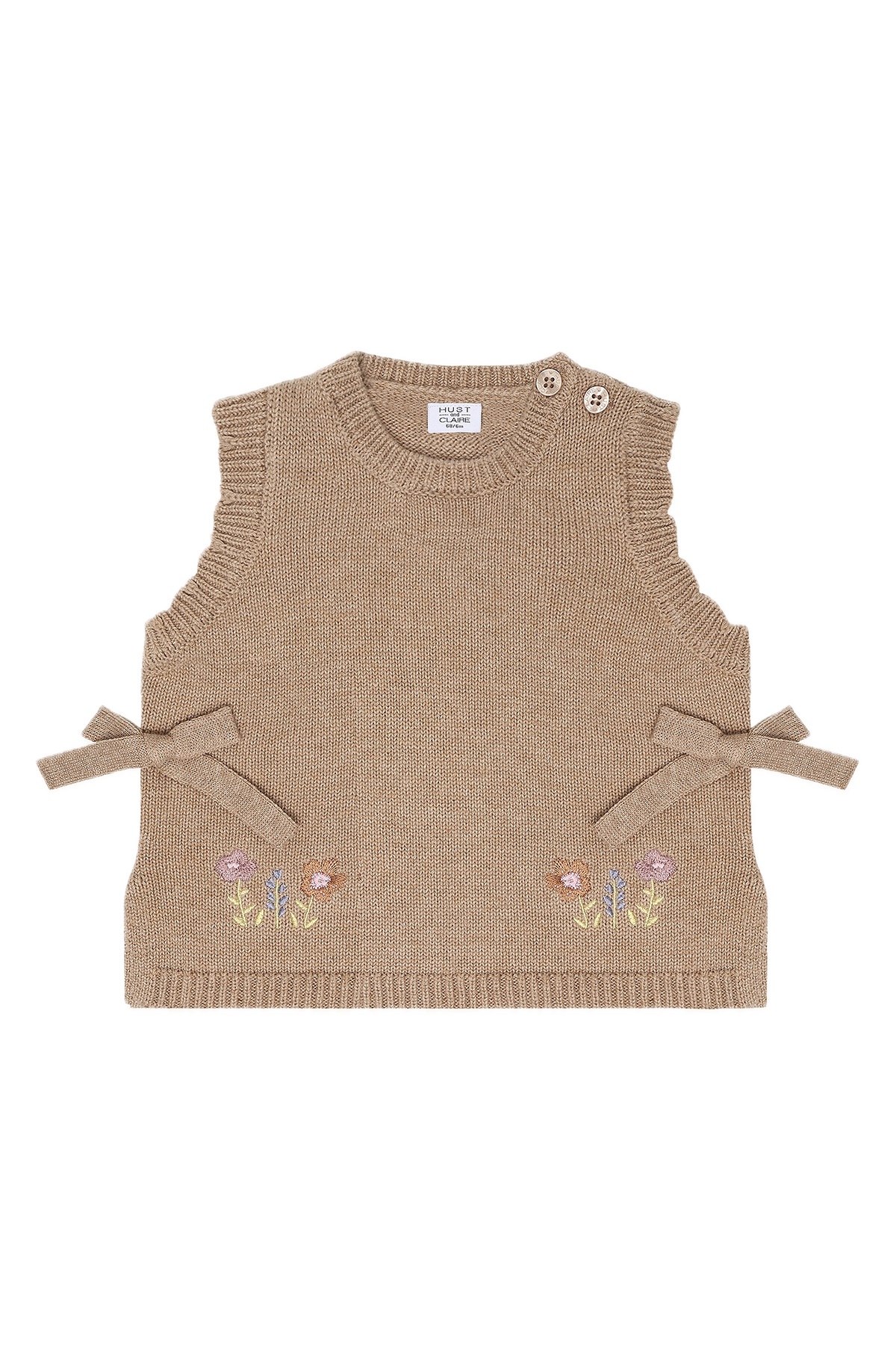 400039 - HCNadina Garden - 3554 Biscuit - Main-bakgrunn fjernet Vest med broderi og sløyfer, Beige - Bilde 1